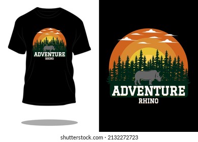 adventure rhino retro t shirt design