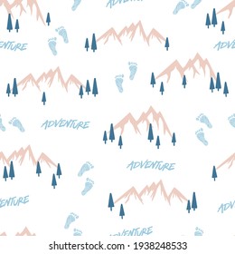 Adventure and Rocky Mountain Vector Graphic Illustration Seamless Pattern can be use for background and apparel design