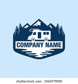 Adventure RV Camper Car Logo Design design template