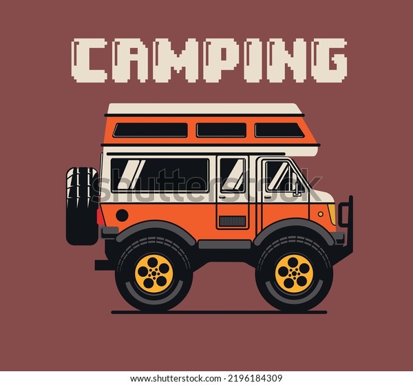 Adventure RV Trailer Camper Logo Vector. Camp caravan\
illustration 