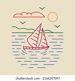 Adventure sailboat graphic illustration vector art t-shirt design