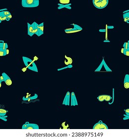 Adventure seamless pattern design. Seamless pattern with doodle adventure elements.