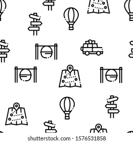 Adventure Seamless Pattern Vector Thin Line. Illustrations