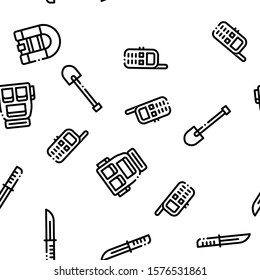 Adventure Seamless Pattern Vector Thin Line. Illustrations