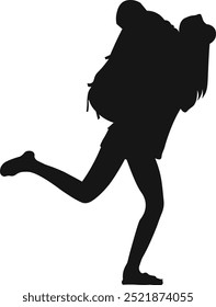 Adventure silhouettes of male and female mountain climbers