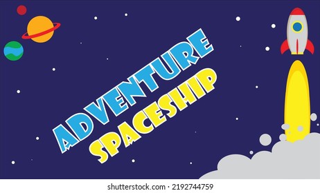 adventure spaceship illustration for background