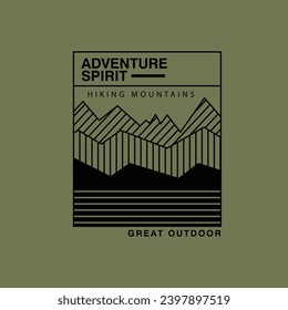 Adventure Spirit Typography Hiking mountain outdoor t t shirt design