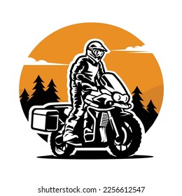 Adventure sport motorcycle illustration vector art isolated