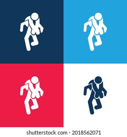 Adventure Sport Silhouettes blue and red four color minimal icon set