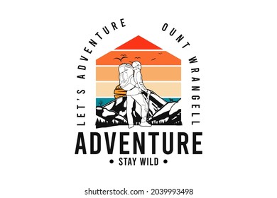 Adventure stay wild, t shirt design silhouette retro style