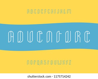 Adventure stroke font. Vector alphabet letters. Typeface design.