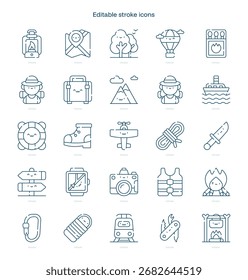 Abenteuerstrich-Symbol. Symbolsatz für Abenteuerlinie. bearbeitbares Strichsymbolpaket