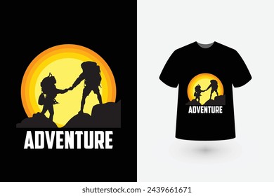 Adventure Sunrise, sunburn, sunset, repeal t-shirt design vector