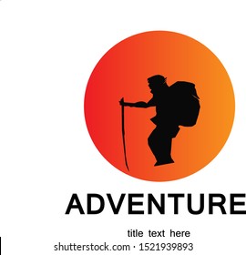 Adventure sunset backpacker logo vektor art