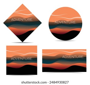 Adventure sunset concept abstract wave design in differents shapes