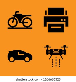 adventure, sunset, fly and computer icons set. Vector illustration for web and design