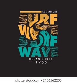 adventure Surf Wave  typography summer ocean rider text banner design