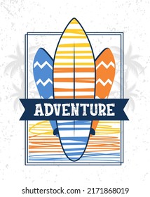 Adventure surfboard poster and apparel concept