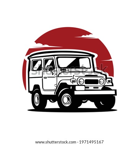 Adventure SUV vector isolated in red background