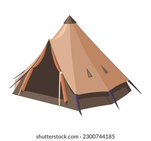 Adventure symbolized by camping tent icon isolated