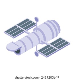 Adventure telescope icon isometric vector. Power solar. Planet orbit research