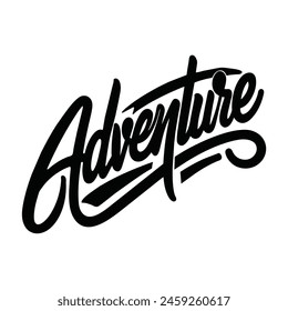 adventure text lettering black handwritten logo on white 