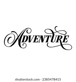 Adventure text on white background.