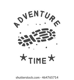 adventure theme emblem, inscription vector graphic art forms, retro style icon logos, design, illustration on a white background