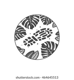 adventure theme emblem set with the "jungle", inscription vector graphic art forms, retro style icon logos, design, illustration on a white background