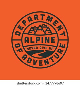 Adventure Theme Logo Design, Alpine, typography design for t-shirt. Vector illustration.