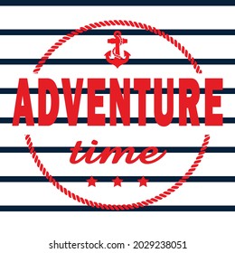 Adventure Time. Marine Text Print T Shirt.