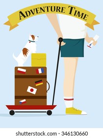 Adventure time, vector illustration for greeting cards or to advertise the tourism agency