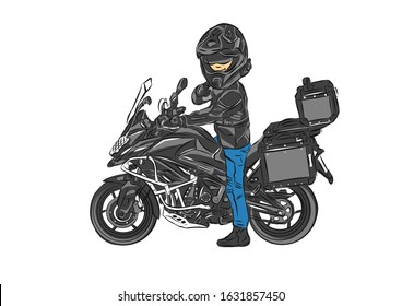 Adventure Touring Motorcycle Vector  With Graphic.