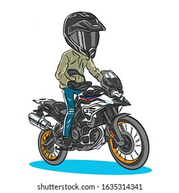 Adventure touring motorcycle Vector  with graphic.