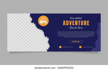 Adventure travel banner for social media post template