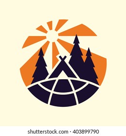 Adventure and travel emblem. Vector icon.