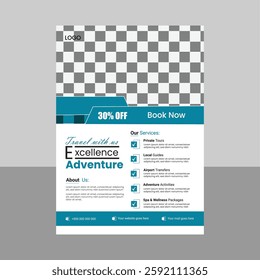 Adventure or travel flyer design for travel business