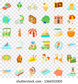 Adventure travel icons set. Cartoon style of 36 adventure travel vector icons for web for any design