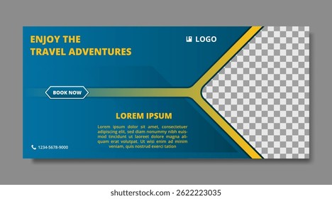 adventure travel template banner with image space