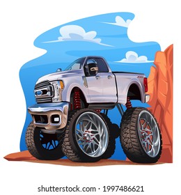 adventure truck illustration to desert rock