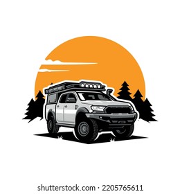 adventure truck illustration logo vector