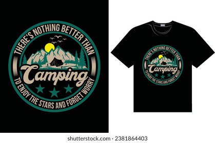 Camiseta de aventura, archivo vectorial de diseño de camisetas de camping