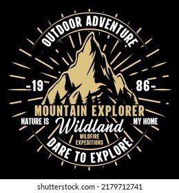 Adventure, t-shirt design element vector, typography, mountain, hill, hiking, outdoor tshirt