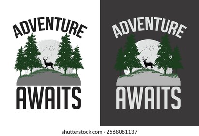 Adventure t-shirt design and forest t-shirt design. 