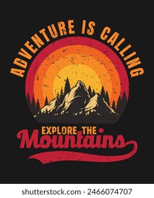 Adventure T-shirt Design. mountain T-shirt Design. Using Vector Elements And Brush Stroke. 