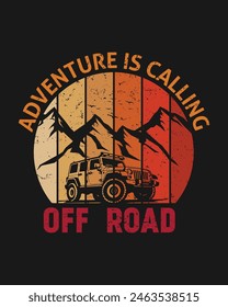 Adventure T-Shirt Design. Off Roding T-Shirt Design. Vintage Sunset