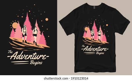 Adventure t-shirt design. Outdoor t shirt design. t-shirt design vector for print. Camping logo design vector illustration. Travel quotes for t shirt