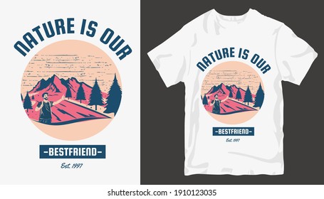 Adventure t-shirt design. Outdoor t shirt design. t-shirt design vector for print. Camping logo design vector illustration. Travel quotes for t shirt