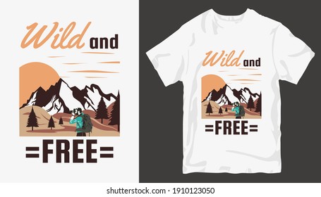 Adventure t-shirt design. Outdoor t shirt design. t-shirt design vector for print. Camping logo design vector illustration. Travel quotes for t shirt