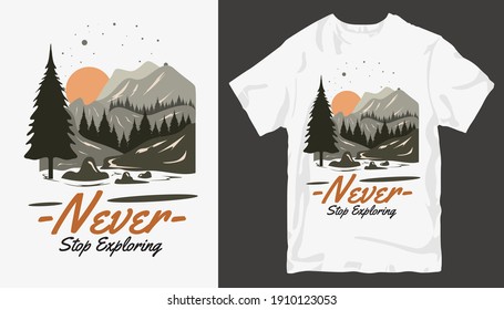 Adventure t-shirt design. Outdoor t shirt design. t-shirt design vector for print. Camping logo design vector illustration. Travel quotes for t shirt